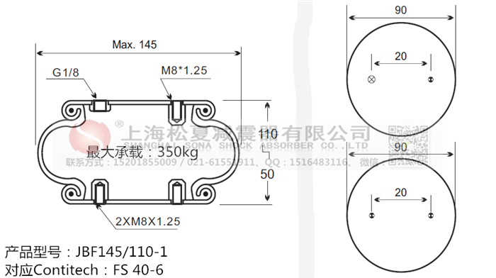 JBF145/110-1橡膠<a href='http://m.fsitacademy.com/' target='_blank'><u>空氣彈簧</u></a>