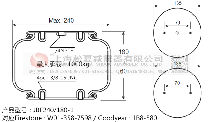 JBF240-180-1橡膠<a href='http://m.fsitacademy.com/' target='_blank'><u>空氣彈簧</u></a>
