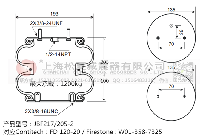 JBF217/205-2橡膠<a href='http://m.fsitacademy.com/' target='_blank'><u>空氣彈簧</u></a>