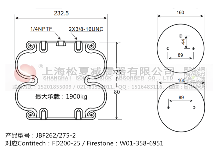 JBF262/275-2橡膠<a href='http://m.fsitacademy.com/' target='_blank'><u>空氣彈簧</u></a>