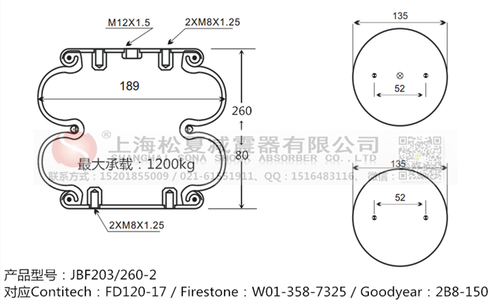 JBF203/260-2橡膠<a href='http://m.fsitacademy.com/' target='_blank'><u>空氣彈簧</u></a>